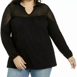 Style & Co Plus Core Fashion Deep Black Top